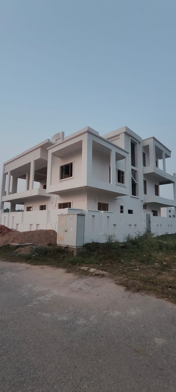 Residential building construction progress with modern architecture